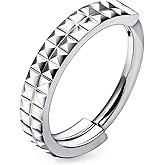 Ruifan 20G 18G 16G Titanium Nose Rings Hoops for Women Two-row Serrated Loop CZ Clicker Hinged Septum Nose Ring Lip Helix Cartilage Hoop Earring Daith Rook Conch Body Piercing Jewelry for Women