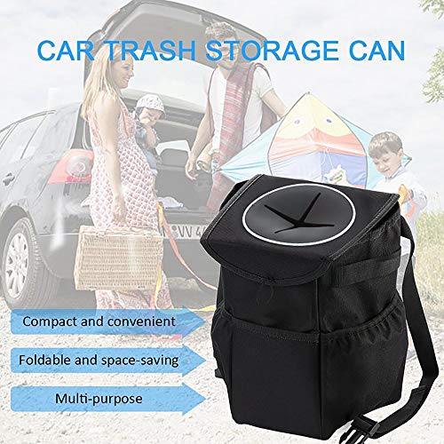 AllinOne Car Trash Can Heavy Duty Drive Bin Premium Hanging Wastebasket, Black - Thumbnail 7