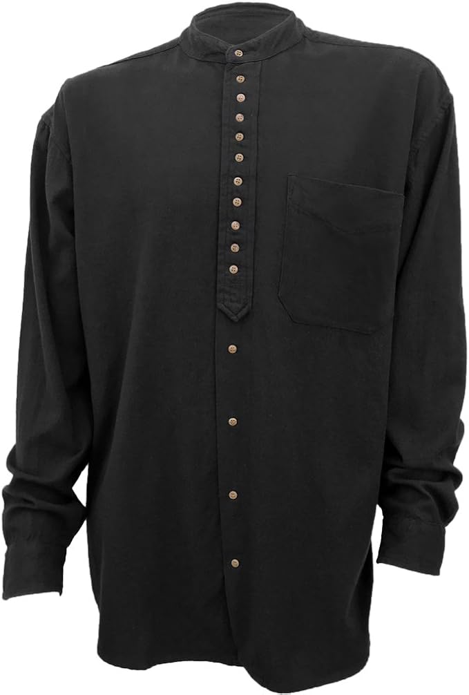 Civilian Irish Grandfather Collarless Shirt Cotton/Linen Blend at