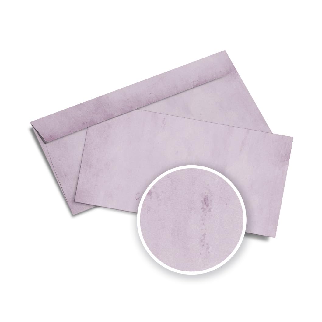 Partycards Pack of 50 Envelopes Without Window Purple 100 g/m² Retro Look Coloured Envelopes DIN Long Printed on Both Sides Self-Adhesive Ideal for Invitations and Invitations