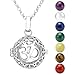 JOVIVI Hollow Yoga OM Locket Pendant With Natural 7 Chakras 16mm Ball Stones Reiki Healing Energy Beads 28