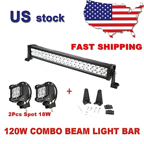 Led Light Bar Primeprolight 24″ 120W Waterproof IP67 Spot Flood Combo LED Light Bar Car Lights Driving Fog Light with 2Pcs Spot 18W led lights for Off Road, Truck, Car, ATV, SUV, Jeep
