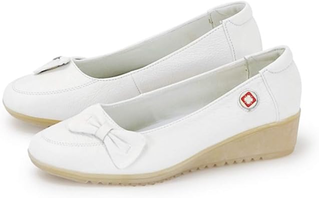 Amazon 大きいサイズ ナースシューズ 白 レディース 安全靴 ウェッジヒール ラウンドトゥ スリッポン 本革 カジュアル靴 作業靴 ホテル 通勤 シューズ 防滑 ローファー 柔軟 歩きやすい 夏 春秋 冬 コンフォート 25 5 イノヤ イノヤシューズ 安全 作業靴 ナース