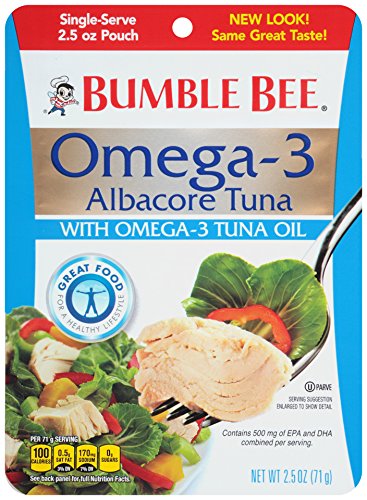 Bumble Bee Omega-3 Albacore Tuna, 2.5 Ounce Pouches, 12 Count