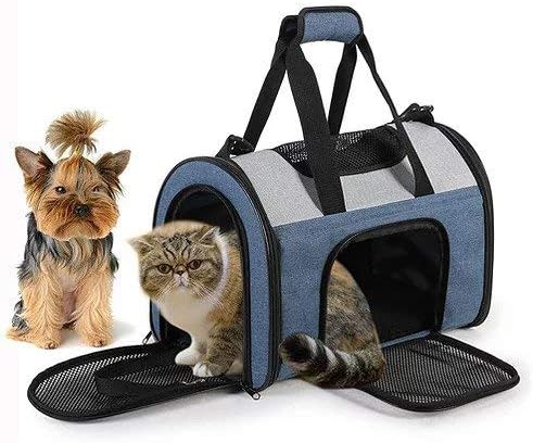 Pet Posse Pet Travel Carrier Bag- Airline Approved- Soft Double Sided- for Small to Medium Sized Cats & Dogs