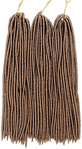 3 Packs Faux Locs Crochet Hair 18 Inch Crochet Braids Synthetic Braiding hair Goddess Dreadlocks 0.8 cm 100g 24 Roots/Pack (#27)