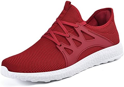 Mxson Womens Running Shoes Ultra Lightweight Breathable Mesh Walking Gym Shoes Red White 8B(M) US
