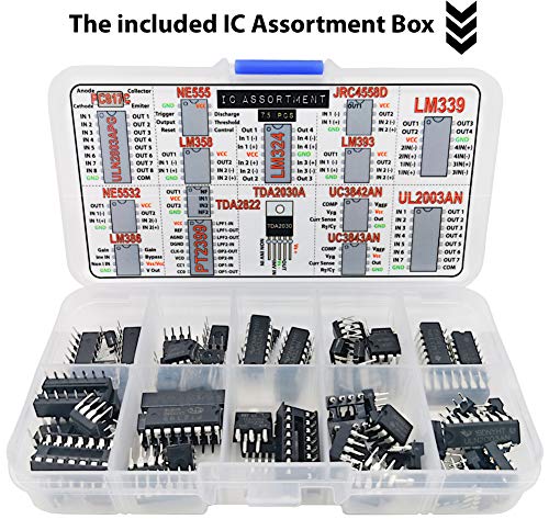 Interstellar Electronic Components Assortment Kit, Grab Bag, Resistors, Polyester Capacitors, LED, PCB, Diodes, Transistors, IC, 2000 pcs - Thumbnail 3