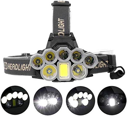 LED Head Torch Rechargeable 6000 Lumens Powerful Head Torches LED Super Bright XML T6 Headlamp Flashlight Work Headlight with Angle Adjustable & Waterproof 6 Modes for Caving Hunting Fishing