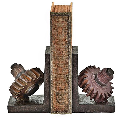 Poly-stone Gear Bookend, 7 By 5-inch, Set of 2
