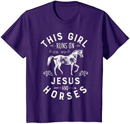 This Girl Runs On Jesus And Horses T Shirt Horse Riding Gift