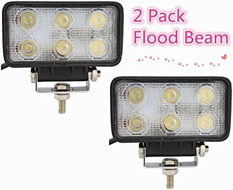 White rock auto rectangle 18w Led Work Light Super bright 12V/24V (2pcs Flood)