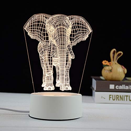FeiWen 3D Night Light Touch Table Desk Lamps for Bedroom USB Power Supply Three Colors (Elephant)