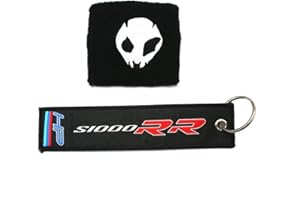 LYXMTBK Motorcycle Black Brake Fluid Cover Sock 1 x Large Alien Head Reservoir Sock + 1 x Keychain, S1000RR Fluid Brake Reservoir Sock Cover for BMW S1000RR HP4 2009-2014,Alien