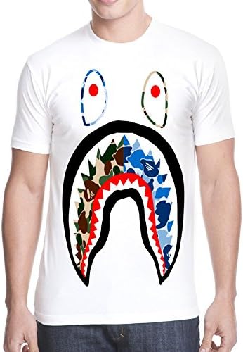 Customized Poly Cotton Comfortable Bape Men's T-shirt Round-neck