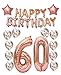 Mity rain 60th Birthday Decorations Party Supplies,60th Birthday Balloons Rose Gold,Rose Gold Hang Happy Birthday Alphabet Balloons Banner,Gold Confetti Balloons,60th Birthday for WOM