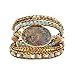 Bonnie Gold Plated Wrap Natural Stones Leather Wrap Around Stone Bracelet 5 Layer Natural Jasper Crystal Beaded Leather Bohemian Tribal Bracelet (Purple Imperial Jasper)