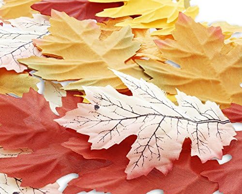 50-Pack Artificial Autumn Maple Leaves - Wedding and Party Decorations, Multicolored