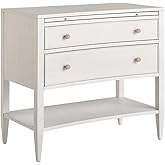 Pemberly Row Transitional Wood Nightstand, 2 Drawers, Laminated Pull-Out Shelf, Hexagonal Hardware, White Finish, 29H x 32W x