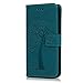 YOKIRIN Galaxy S9 Plus Case, Flip Wallet Full PU Leather Kickstand Embossed Floral Owl Magnetic Tree Book Style Built-in Stand Card Slots Holder Protective Cover with Detachable Wrist Strap, Blue