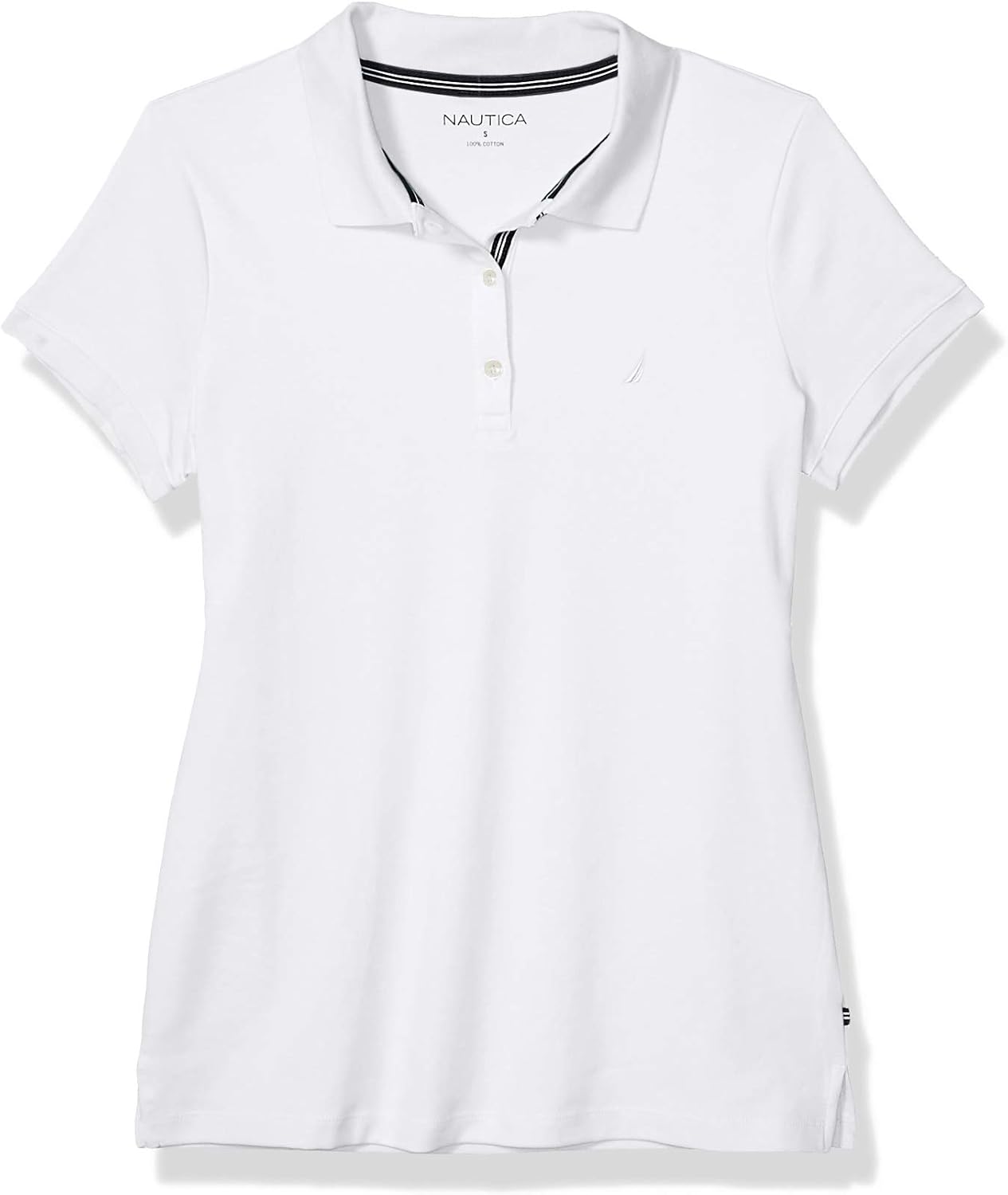 Nautica Women's 3-Button Short Sleeve Breathable 100% Cotton Polo Shirt at  Women’s Clothing store