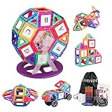 Tomvoc Magnetic Building Blocks Sets, STEM Educational Toys for 3 4 5 6 7 8 Years Old Boys Girls, Magnetic Tiles for Kids Toddlers with Storage Bag - 92pcs