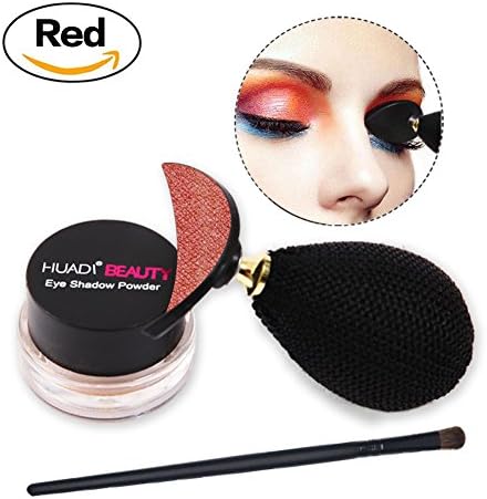 Turelifes Lazy Eyeshadow Stamp Kit 3 in 1 Glitter Eye Shadow Powder+ Eye Shadow Stamp+ Makeup Brush Eyes Beauty Makeup Palette Draw Eyeshadow in Seconds (#5 Party Red)