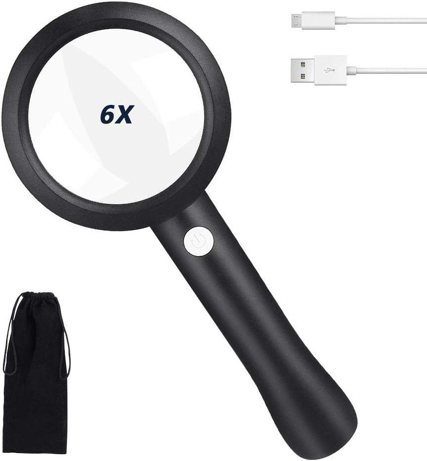 Allnice Magnifying Glass with Light, 6X Handheld