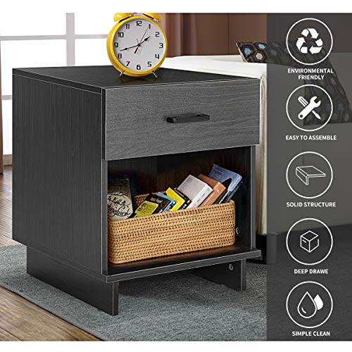 EROMMY Nightstand with Drawers, Bedside Table with Sliding Drawer and