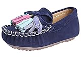 MingAo Girl's Slip-on Loafers Casual Shoes Princess Dress Shoes For (Toddler/ Little Kid/ Big Kid) (10 M US Toddler -- EU26, Blue)