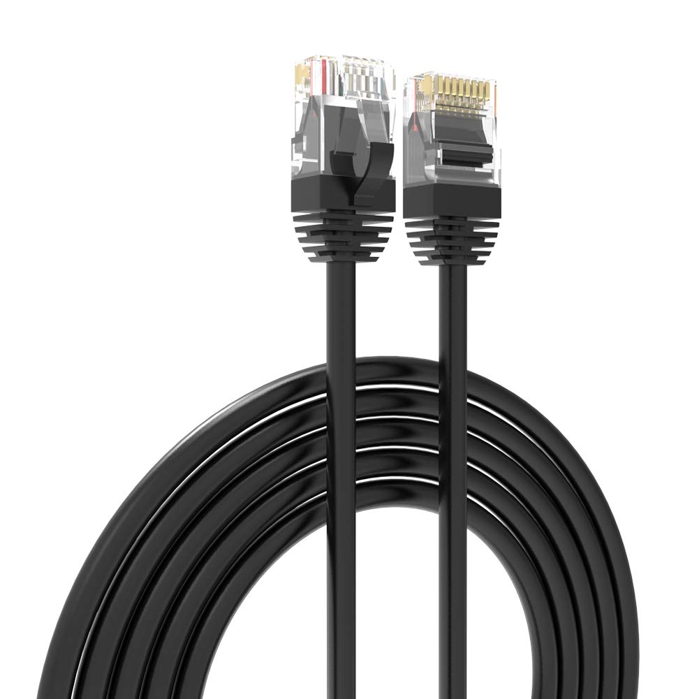 Cat 6 Ethernet Cable 10 Ft, High Speed RJ45 Ethernet Path Internet Cord Support Cat6/5e/5 for Router, Modem, Switch, Xbox, PC, 1Gbps, 250MHz, UTP, 24AWG, Black