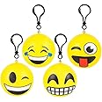 3" Emoticon Squish Backpack Clip (4 Pieces - 4 Designs) Foam Keychains Stress Balls Anxiety Relief Autism ADHD Relaxing Novelty (4)