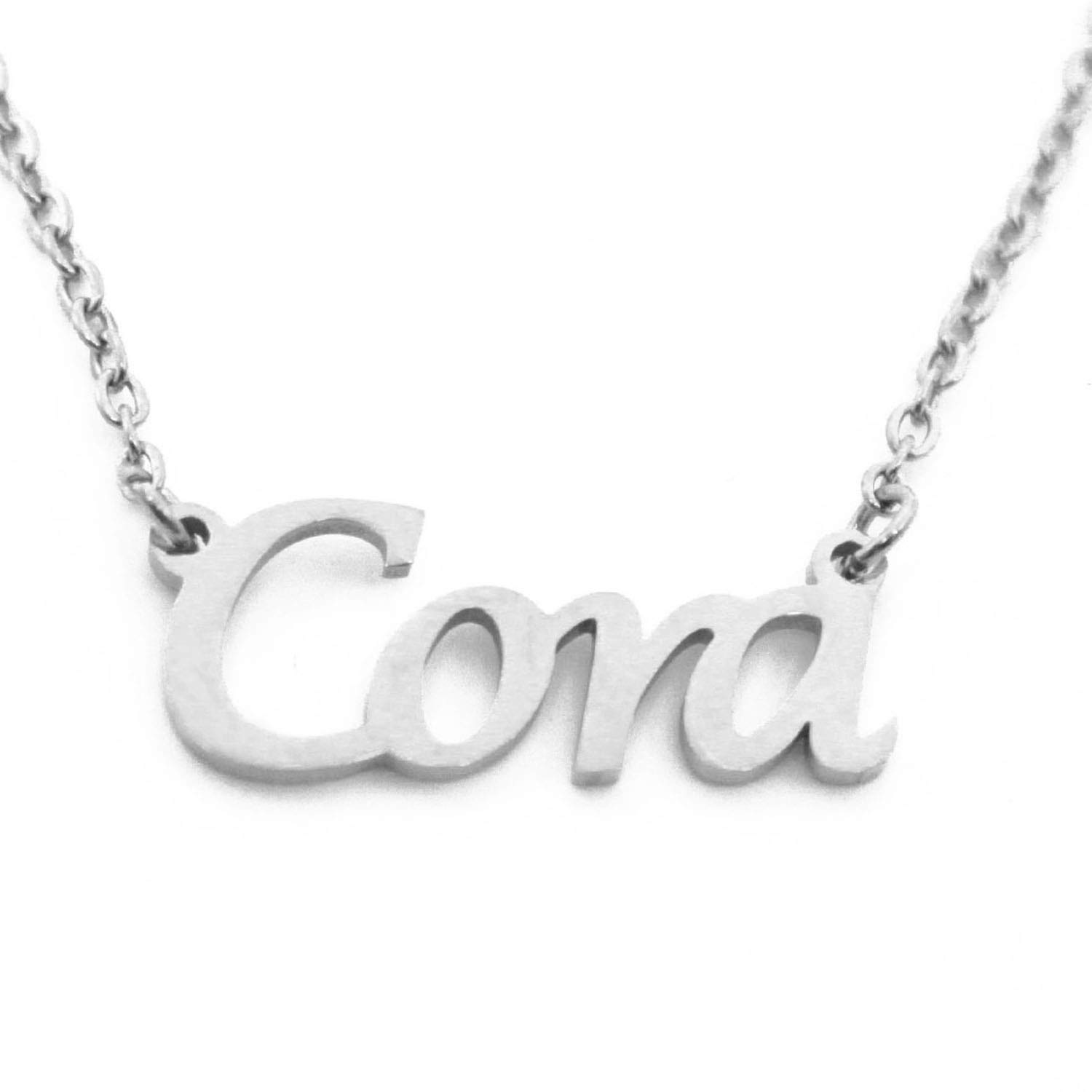 Kigu Name Necklace CORA Personalised - Silver Tone Packaging