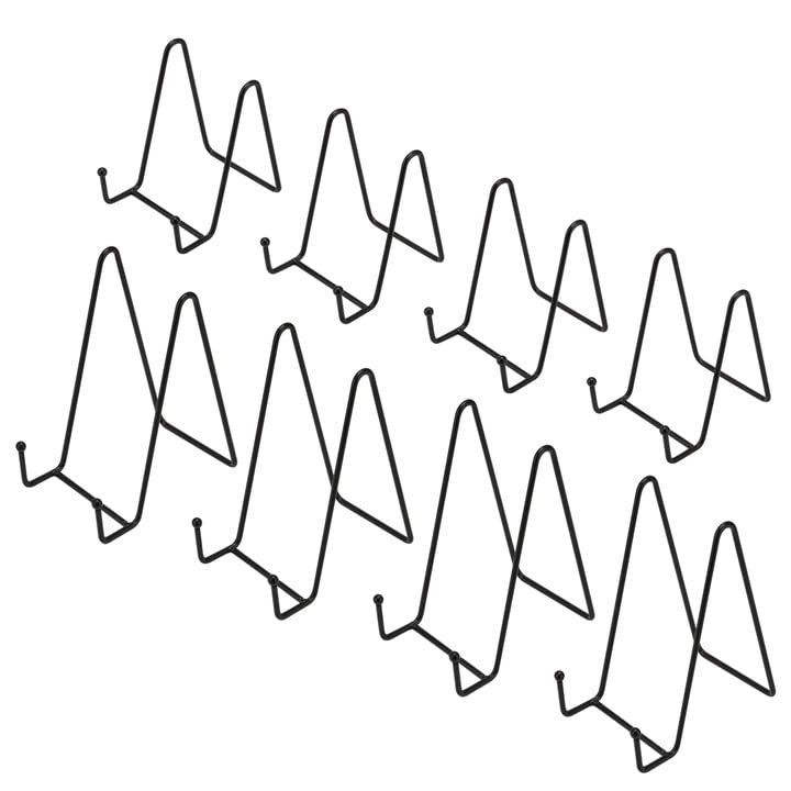 KEILEOHO 8 PCS 2 Sizes Display Plate Stands, 6 Inch and 4.5 Inch Black Wire Metal Plate Holder Easel for Display, Photo, Pictures