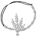 BABEYOND Art Deco 1920's Flapper Great Gatsby Inspired Leaf Medallion Pearl Headpiece Headband Silver
