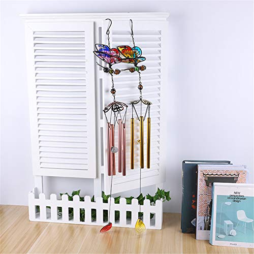 WEISIPU Windwings 3D Butterfly Wind Chimes - Outdoor Metal Windchime Garden Chimes Home Garden Decoration (Pink)