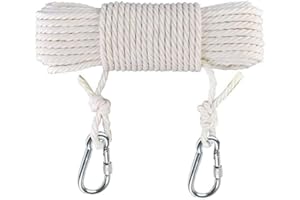 K Y KANGYUN 50 Ft Clothesline Long Clothes Line, Cotton Clothesline Rope Laundry Line Rope Craft Drying Rope Adjustable forCamping Travel & Home Use DIY Rope as Candle Replacement Wick Laundry Line Dryer Rope