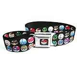 Pokemon Seatbelt Belt - Different Pokemon Poke Balls Stacked Repeating