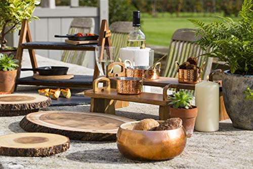 Artesà Rustikale Serviertablett aus Akazienholz, Servierplatte Holz, Käseplatte/Käsebrett mit Rindenrand, rundes… – Bild 4