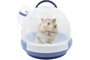MUYG Hamster Carrier Cage Portable Cages Small Animals Carry Travel Case with Water Bottle Plastic Breathable Guinea Pig Outgoing Cage for Dwarf Hamster Ferret Chinchillas Hedgehog (Blue)