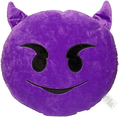Emoji Comfort Emoji Smiley Round Yellow Emoticon Cushion Stuffed Plush Toy Various Designs (Purple Devil)