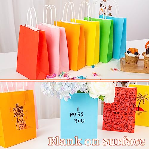 Shindel 36PCS Gift Paper Bags with Handles, Colourful Party Favor Bags for Kids Small Treat Bags for Birthday Wedding Party Celebrations 6 Assorted Colors