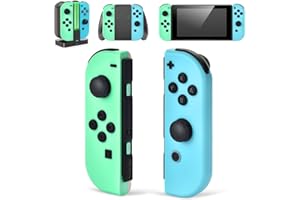 GenGeLy Controllers for Nintendo Switch,Wireless Switch Remote for Nintendo OLED/Lite Console,Controls Joypad Support Wake Up/Motion Control/Sport Game,No NFC,Blue Green Grip for Animal Crossing