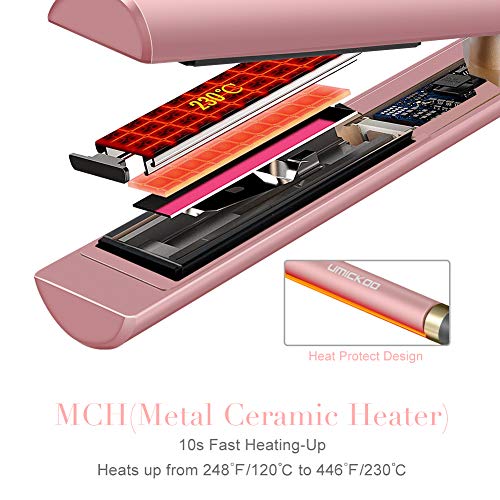 UMICKOO Hair Straightener,Upgraded Flat Iron for Hair With Real-Time Temperature Display And Adjustable Temperature,1 Inch (Rose Gold)