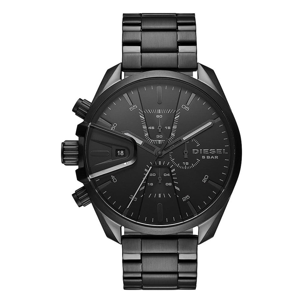 Diesel Watch for Men Ms9 Chrono, Chronograph Movement, 48 mm Black Stainless Steel Case with a Stainless Steel Strap, DZ4537