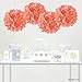 Andaz Press Large Tissue Paper Pom Poms Hanging Decorations, Coral, 14-inch, 4-Pack, Garden Bridal Shower Wedding Decorations Colored Birthday Party Supplies