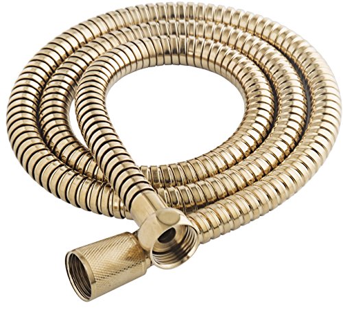 Stainless Steel Self-Cleaning High Pressure Handled Bidet Sprayer / Shataff Set with Flexible Hose and Holder and T-Valve (Chrome) (Gold Square)