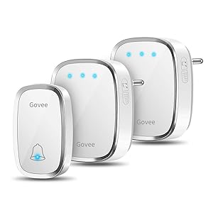 Timbre de Puerta Inalambrico, Govee Timbre Impermeable con LED Flash, Volumen Ajustable, 36 Melodías, Alcance a 300m, 1 Transmisor y...