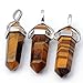 Top Plaza 5pcs Natural Amethyst+ Rose Quartz+Tiger Eye+ Green Aventurine + Rock Crystal Healing Pendants for Jewelry Making