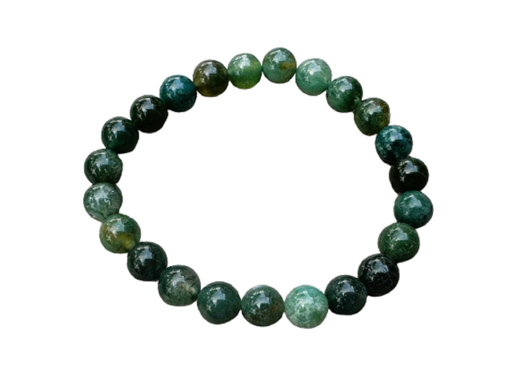 Moss Agate Crystal Bead Bracelet 8mm, Wholesale